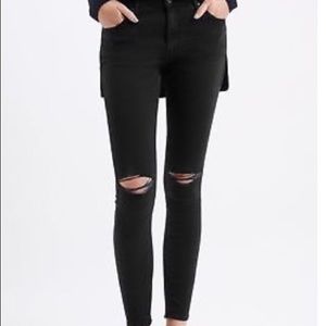 MOTO topshop mid-rise Black ripped skinny jeans